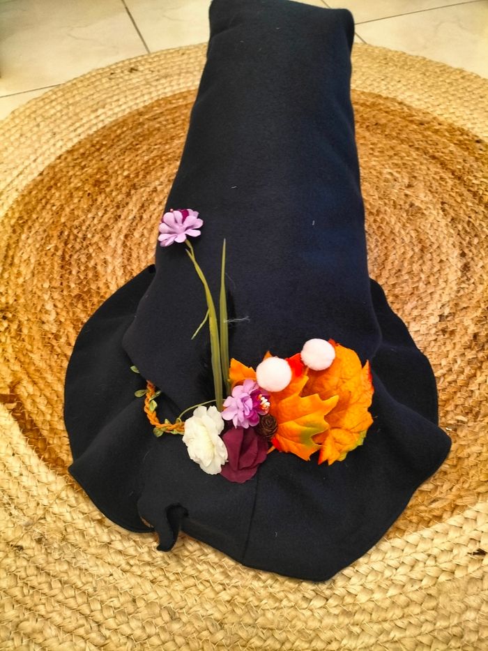 Chapeau halloween feutre et feuilles automne - photo numéro 7