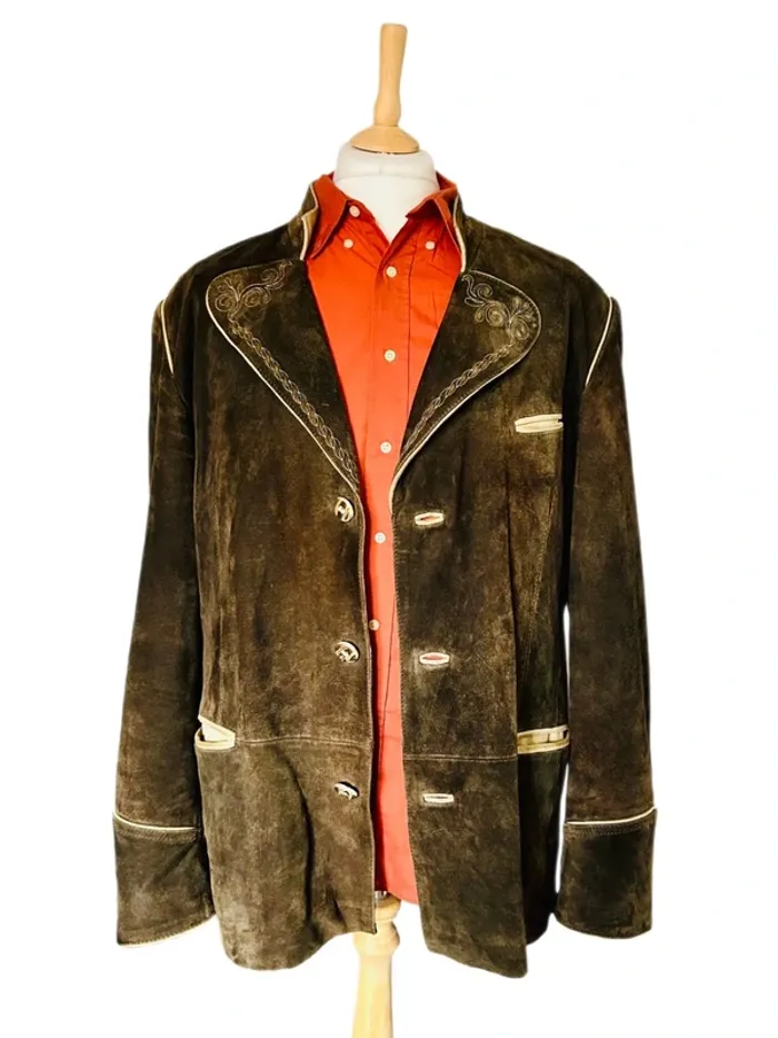 🍁 Veste daim autrichienne vintage Trachten 54/XL Cottagecore Oktoberfest Austrian leather jacket🍁 - photo numéro 9