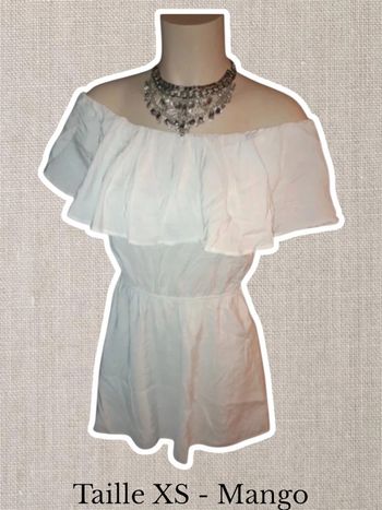 Magnifique robe 👗 épaules dénudée blanche - Mango - Taille XS - fermeture sur le côté