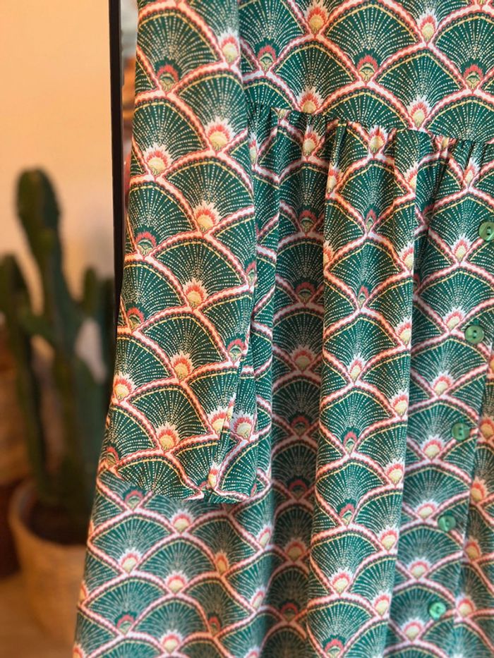 Robe courte motif éventails verts Rue des Abbesses t.36 - photo numéro 5