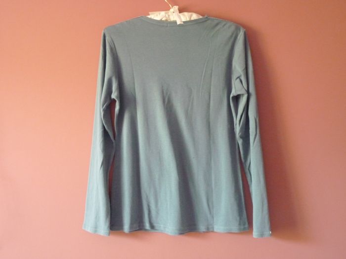 Pull Femme S 36 TBE Bleu epaule velours manches longues - photo numéro 4