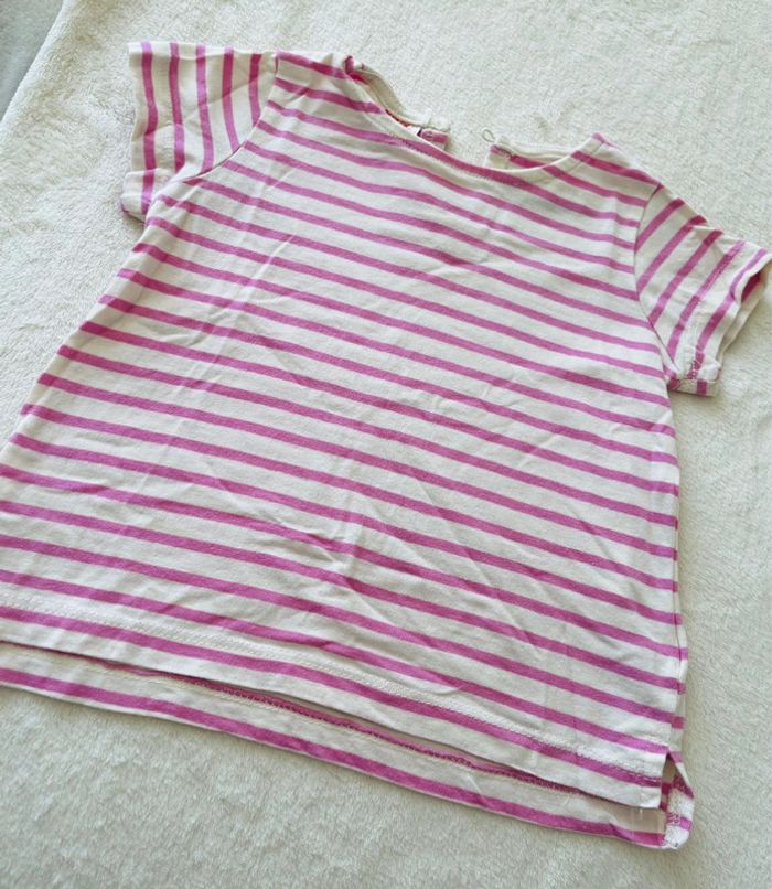 Tee shirt manche courte rose et blanc Lefties 12-18 mois 86cm - photo numéro 2