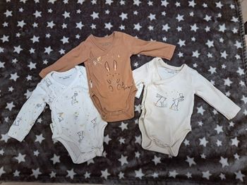 Lot 3 bodies manches longues 1mois