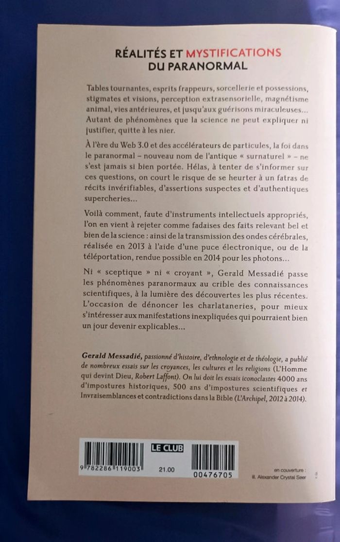 Livre : Réalité et mystifications du paranormal de Gérald Massadié - photo numéro 2