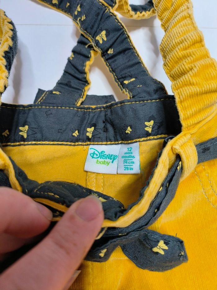 Pantalon salopette 12 mois jaune moutarde velours Minnie mouse Disney - photo numéro 4