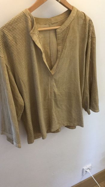 Blouse chemisier en cuir beige 100% cuir taille 2