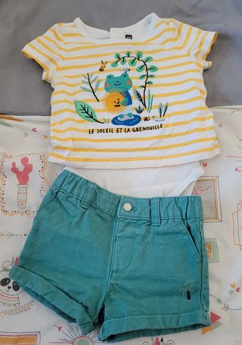 Ensemble t-shirt body + short 6 mois