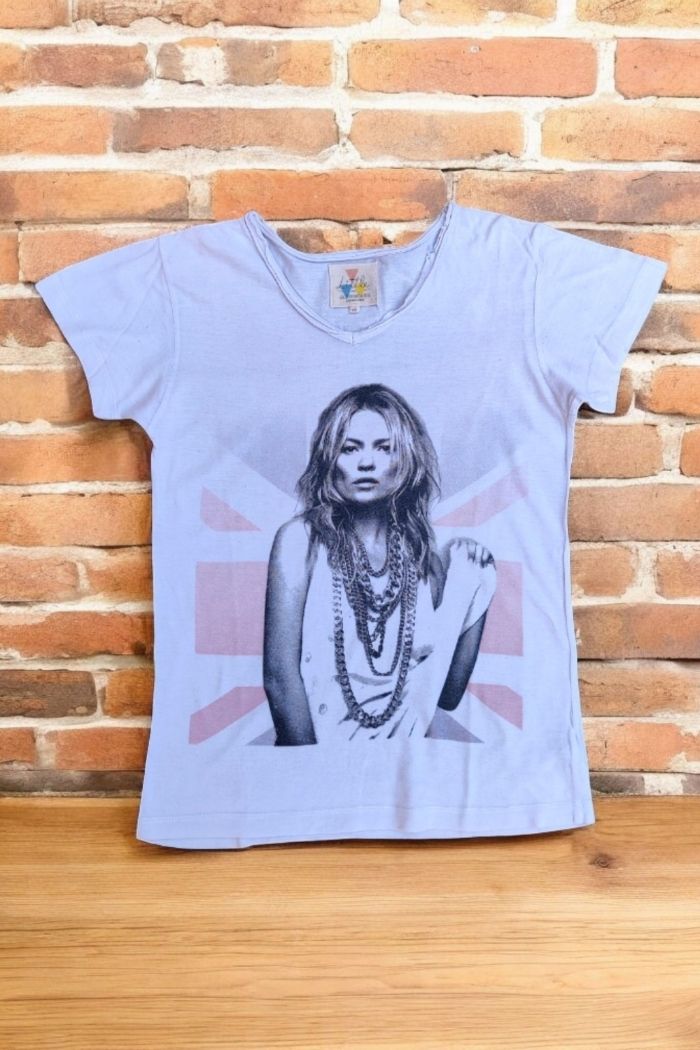 T-shirt fille 10 ans - Little Eleven - blanc imprimé Kate Moss - photo numéro 6