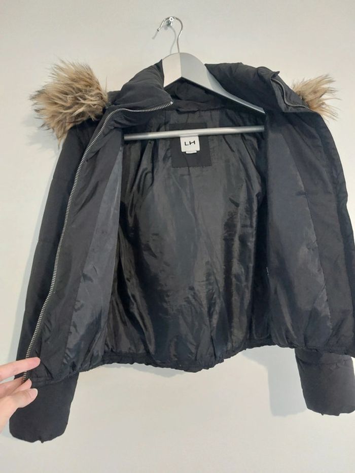 Doudoune noire femme LH capuche fausse fourrure T. S / 162 cm - photo numéro 3