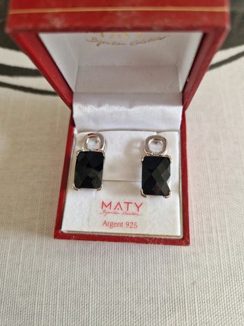 Boucles d oreilles maty noir argent 925