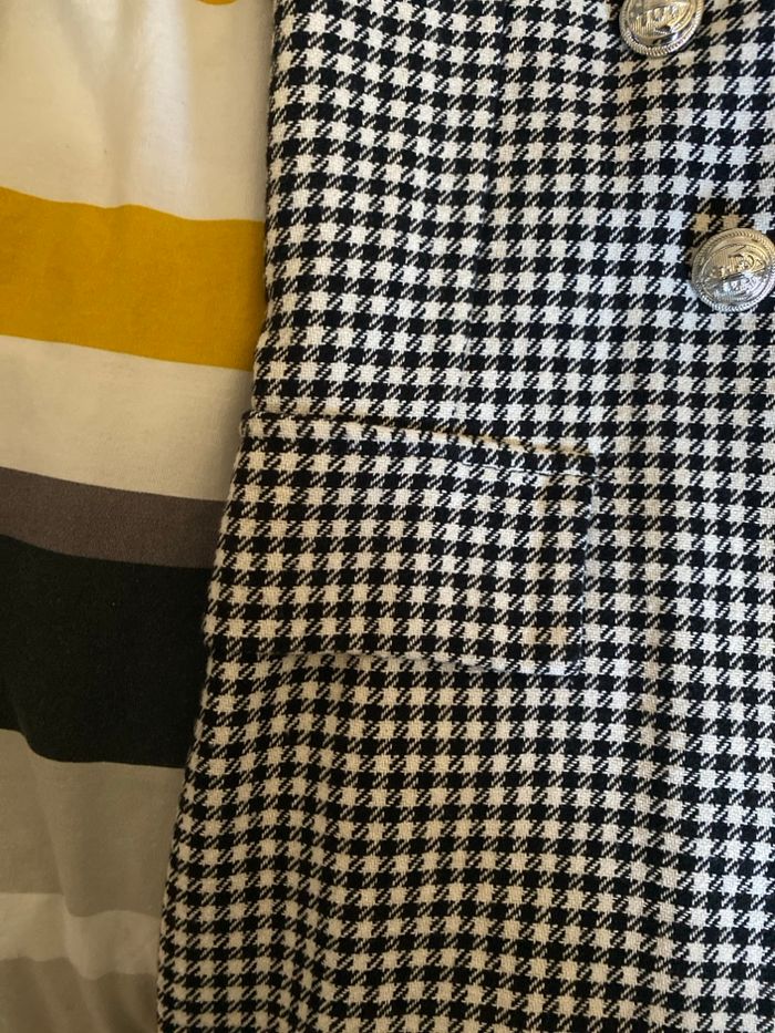 Veste blazer  noir et blanc à carreaux - photo numéro 4