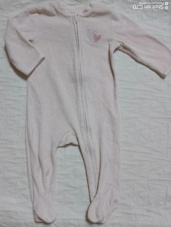 Kiabi pyjama velours rose coeur 12 mois