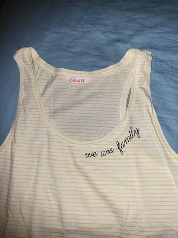 debardeur rayé blanc e't jaune t 38 CAMAIEU WE ARE FAMILY