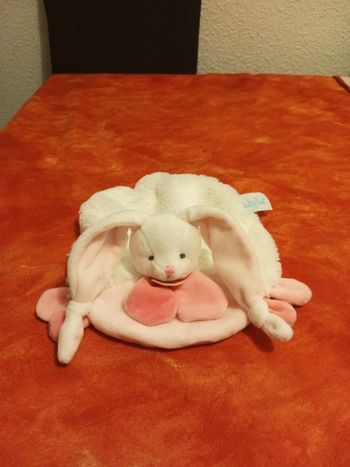 Doudou rond Baby nat tendre layette rayé rose