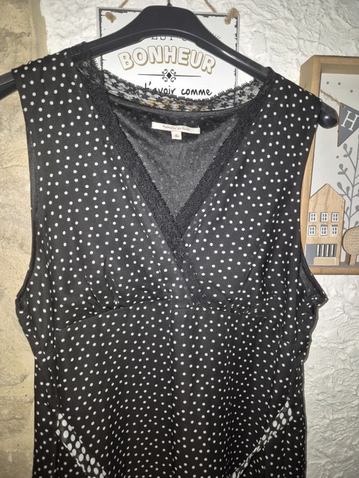 Magnifique robe mi-longue à pois col cache cœur avec dentelle noir et blanc taille 46 - photo numéro 4