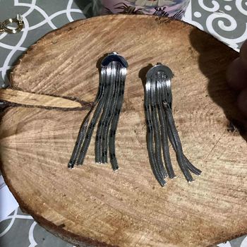 Boucles d’oreilles longues chaînes épaisse les 10 cm acier inoxydable argent