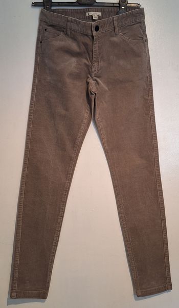 Pantalon en velours couleur unie beige/gris
