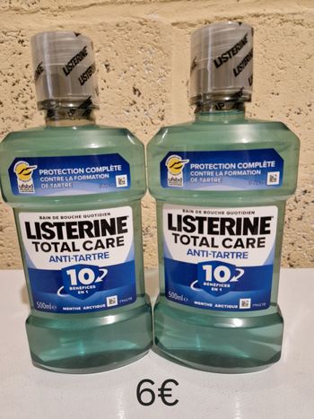 Lot de 2 bain de bouche listerine total care anti Tartre menthe arctique 2x500ml