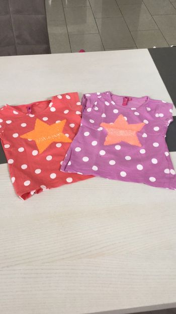 Tee shirt lot de 2 à pois motifs étoiles à strass 5 ans