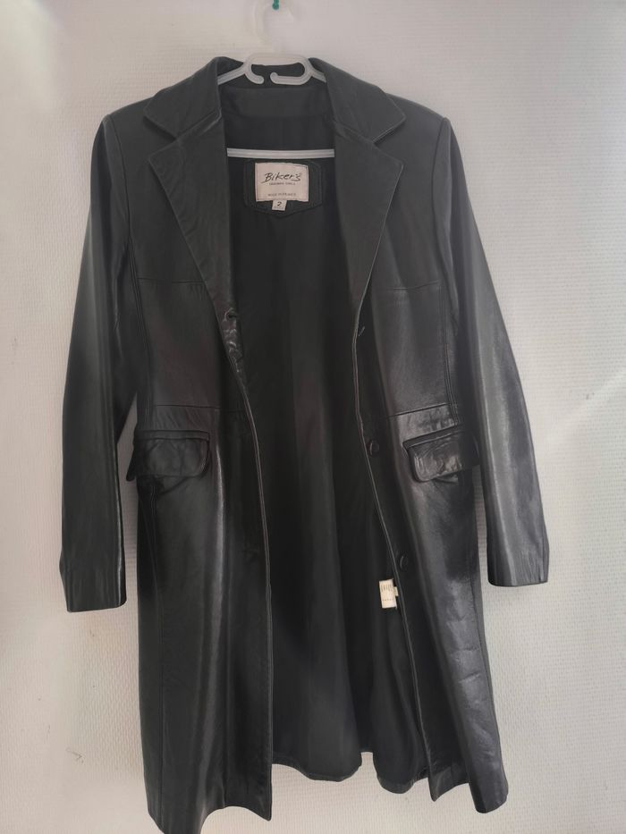 Veste noire en cuir véritable - photo numéro 5