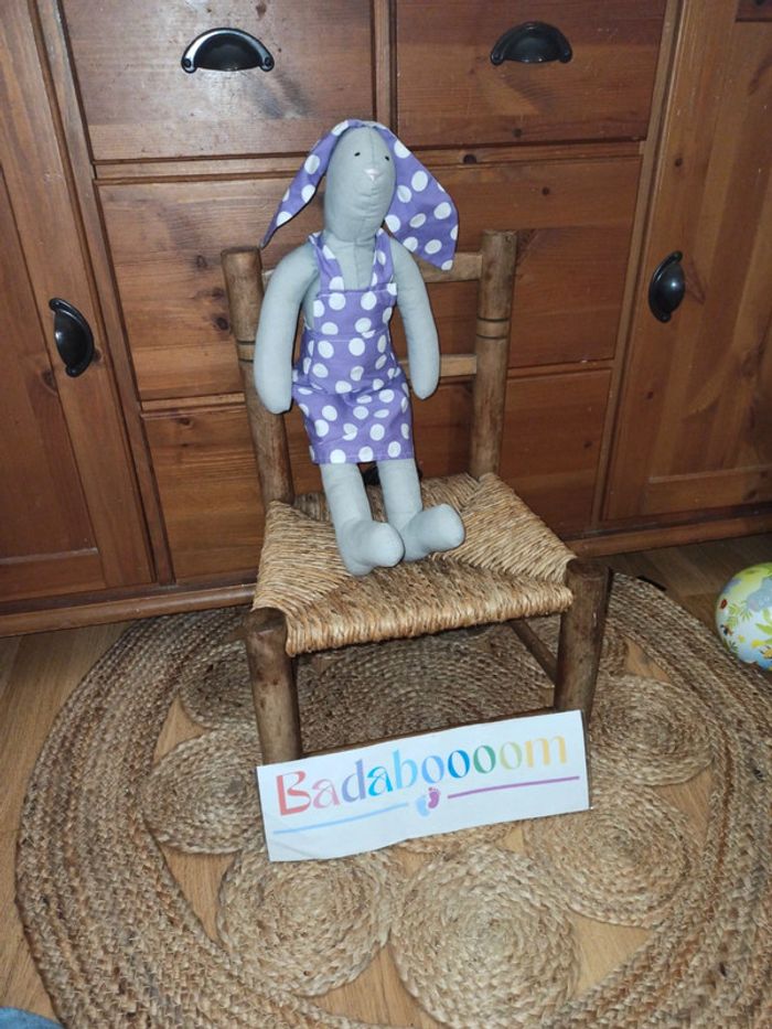 peluche lapin fait main tissu BE