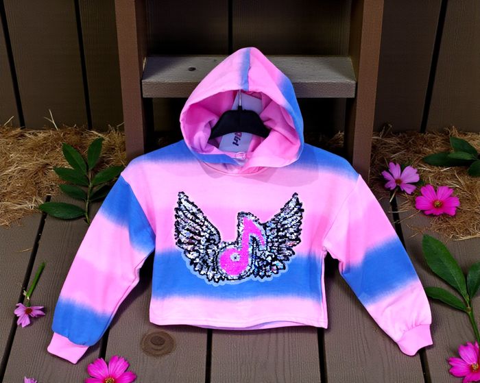 HELLO GIRL - NEW - ENSEMBLE 3P FILLE MOTIF AILES ANGE, NOTES DE MUSIQUE & TONS PAILLETÉS FLASHIES 8A - photo numéro 6