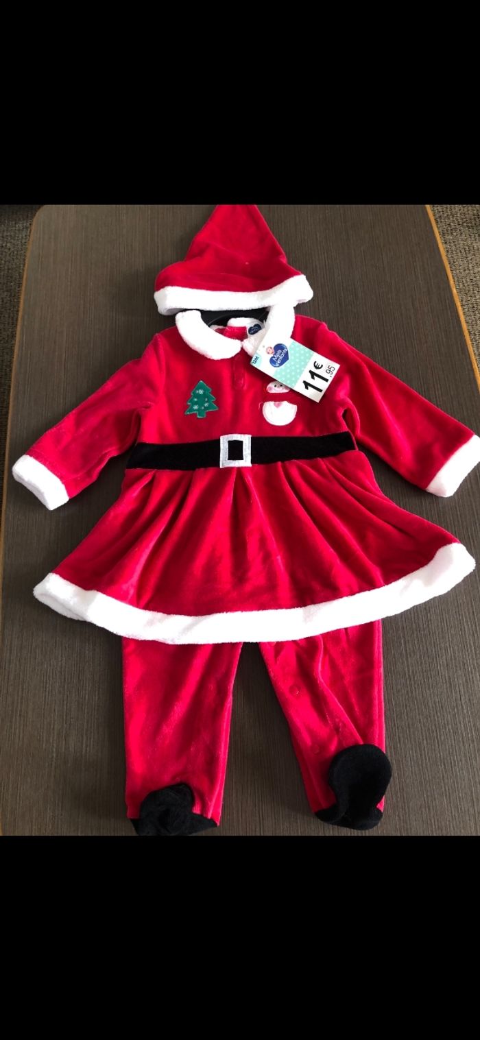 Ensemble fille en velours de noël 12 mois