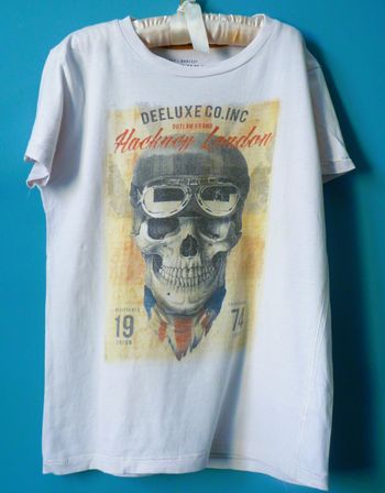 T-shirt garçon Deeluxe 12 ans blanc pilote manches courtes TBE