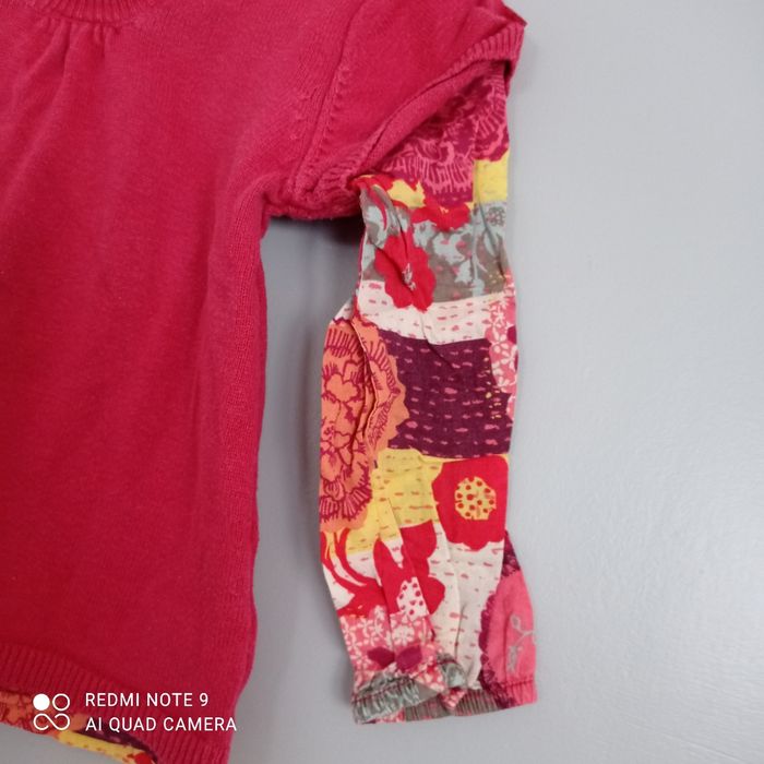 Pull rouge bi-matière 2ans - photo numéro 2