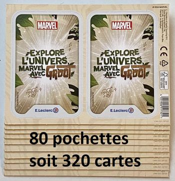 80 Pochettes Soit 320 Cartes Marvel Leclerc 2024 Explore Univers Groot Disney /!\ sans fixeez /!\