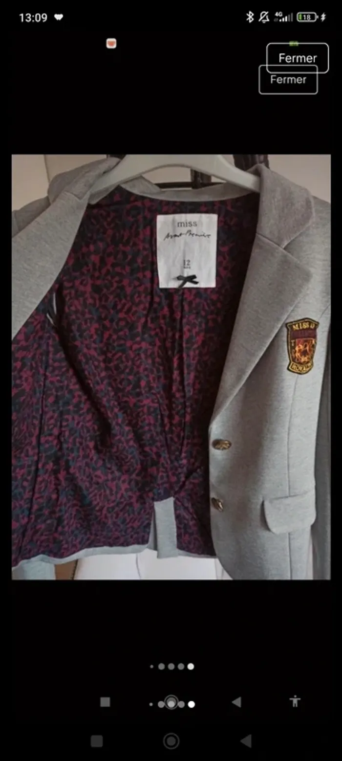 Veste grise écusson miss ça avant-première 12 ans - photo numéro 10