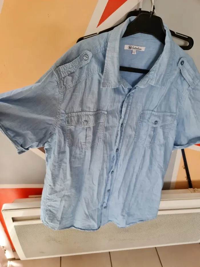 Chemise couleur jeans manche courte taille L - photo numéro 4