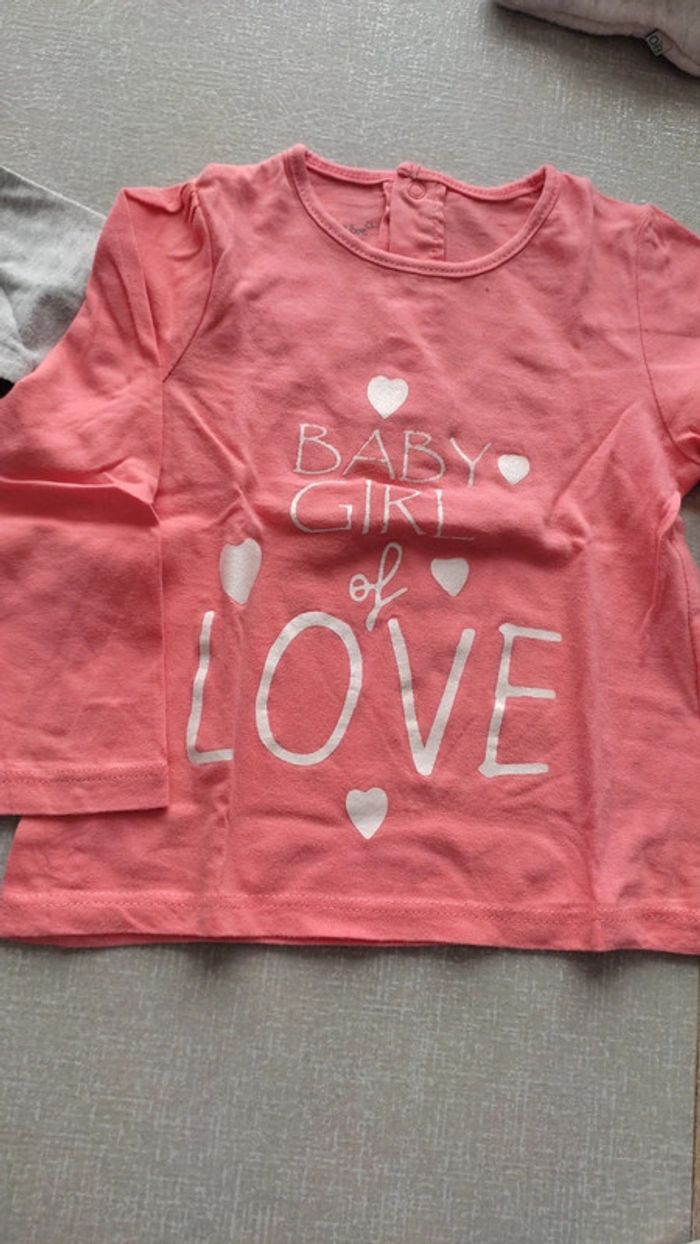 Lot de 2 t-shirts ML bébé rêve T.18 M - photo numéro 3