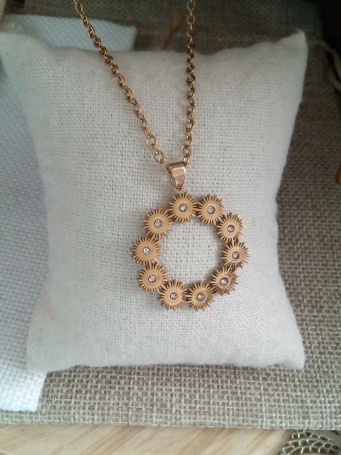 Collier multi soleils acier et zircons