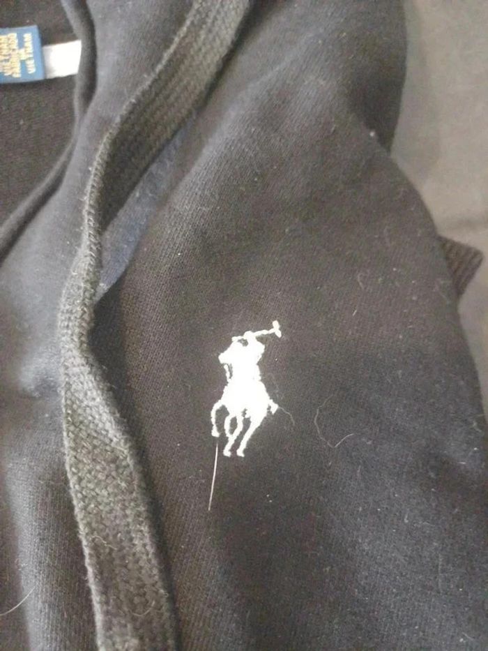 Sweat à capuche zippé Ralph Lauren noir taille M logo brodé blanc - photo numéro 3