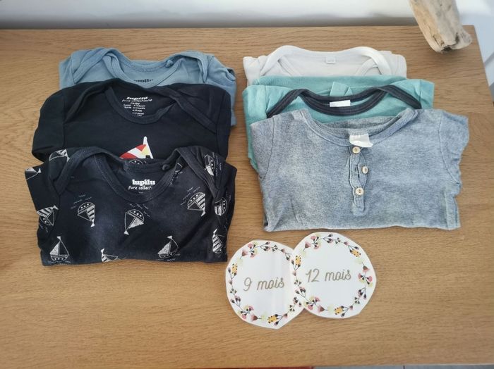 Lot de 6 bodies bébé garçon manches longues 12mois