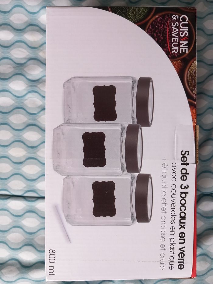 Lot de 3 bocaux neuf avec craie