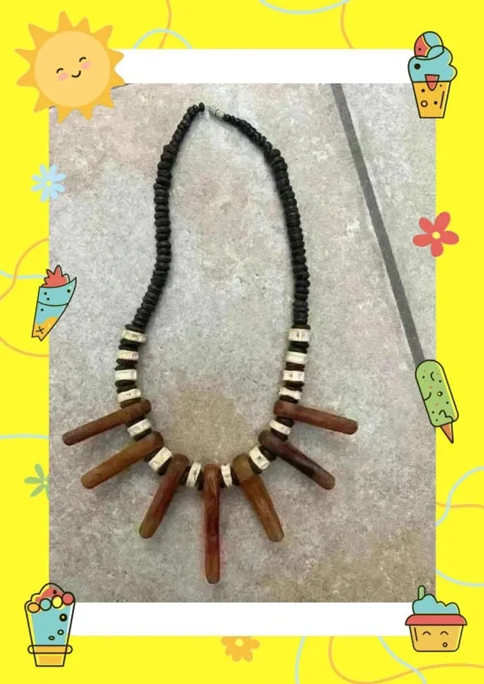 Collier marron noir bois - photo numéro 2