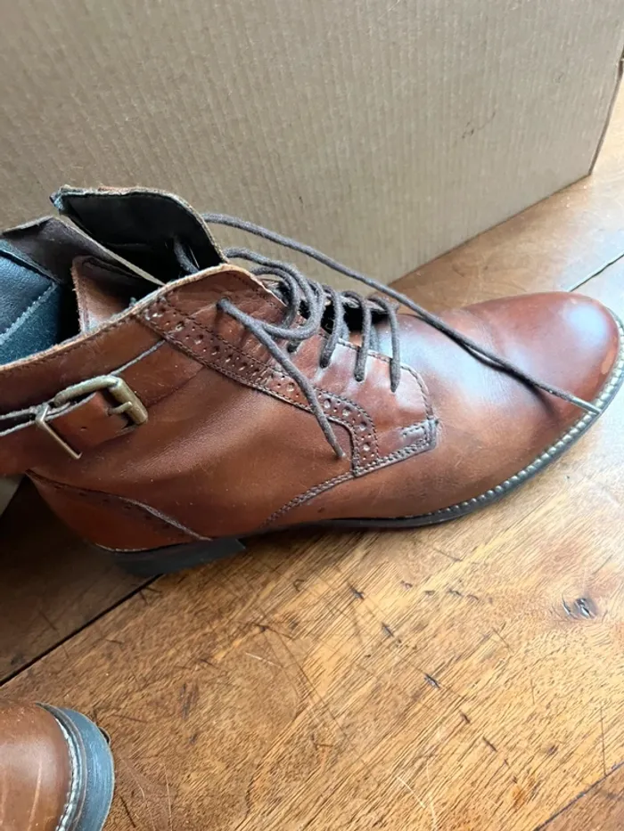 Bottine marron cuir foncé - photo numéro 7