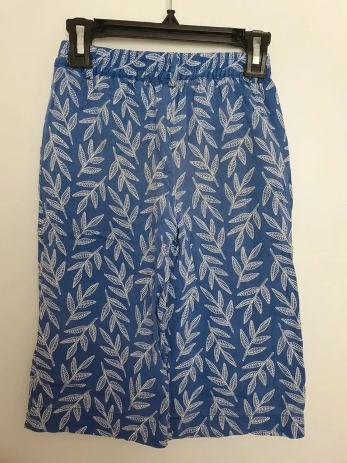 Pantacourt bleu blanc okaidi enfant fille taille 5 ans - photo numéro 3