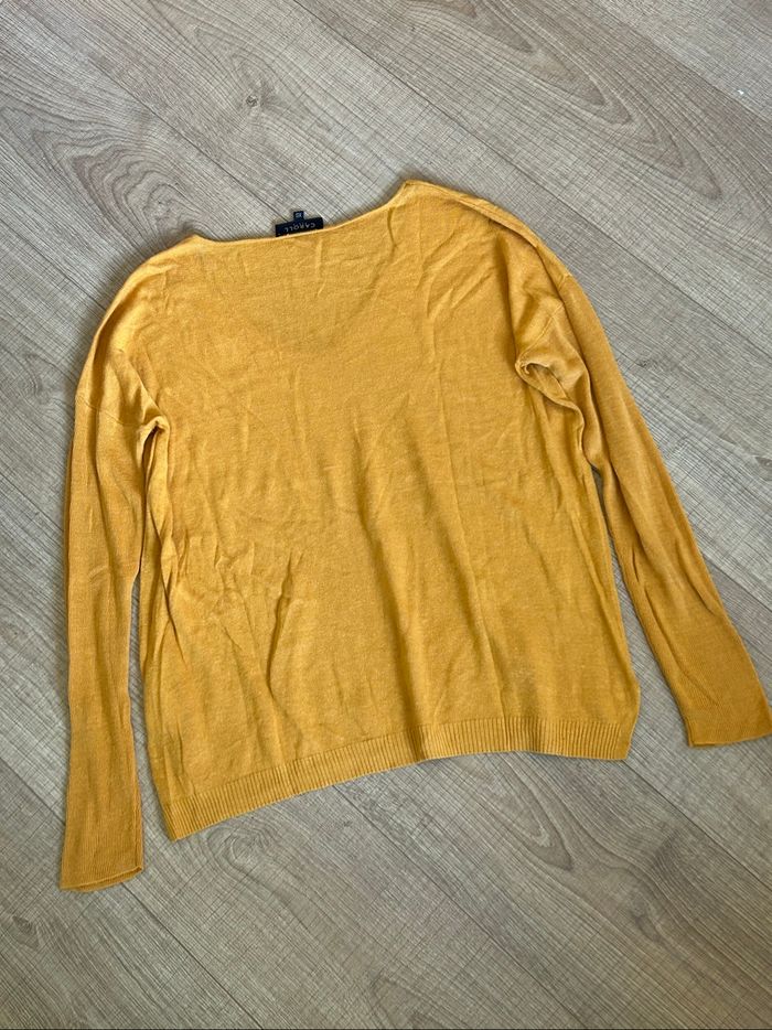 Pull jaune moutarde à manches longues Caroll taille XS TBE - photo numéro 8