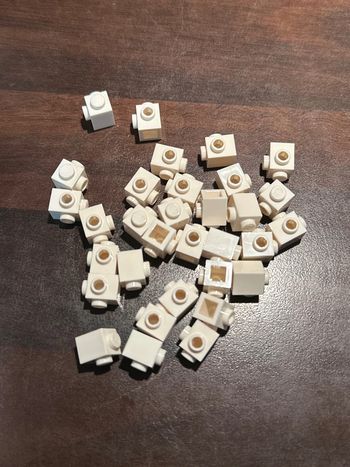 20 Brick Lego, Modified 1 x 1 with Studs on 2 Sides, Adjacent ref 26604 white