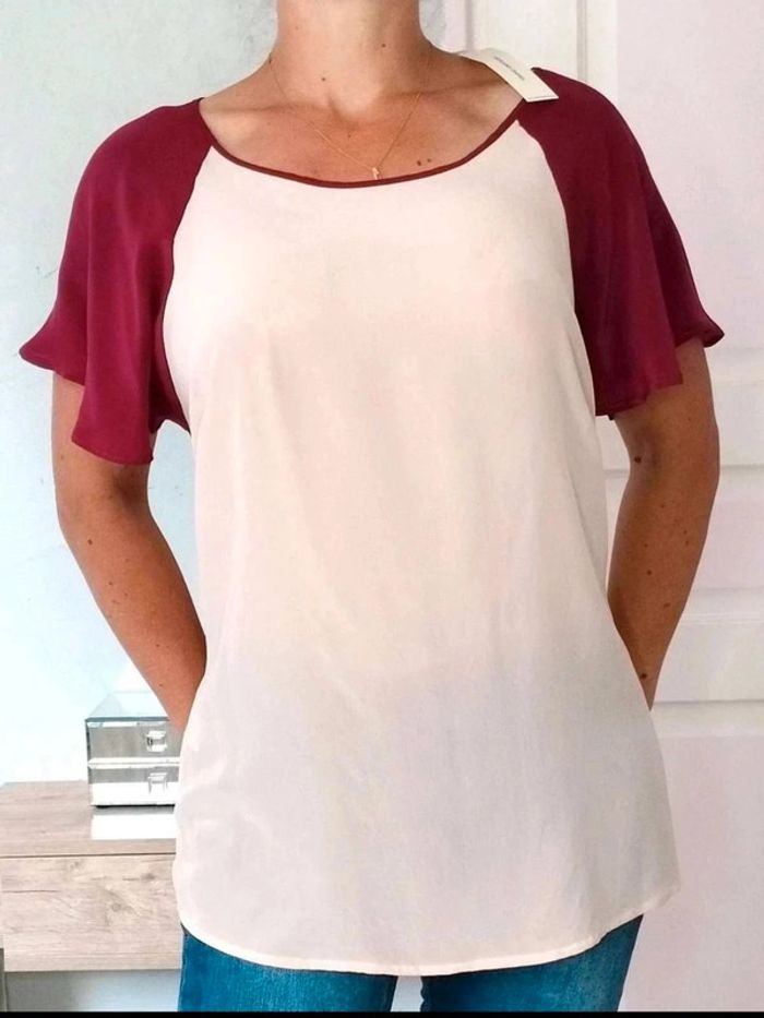 T-shirt  fluide mousseline  100% soie  - Gérard  Darel  -  42 -  Neuf  étiquette