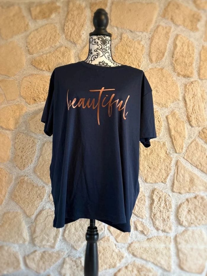 T-shirt bleu marine “Beautiful” Shein 2XL - photo numéro 2