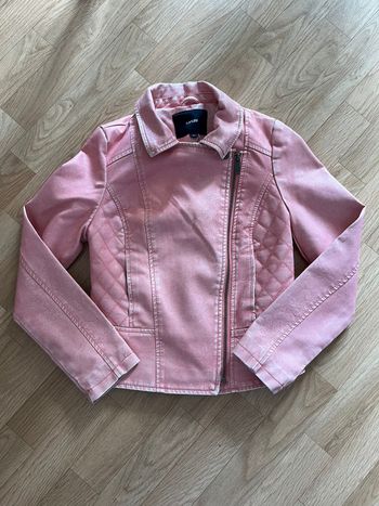 Veste simili cuir rose enfant