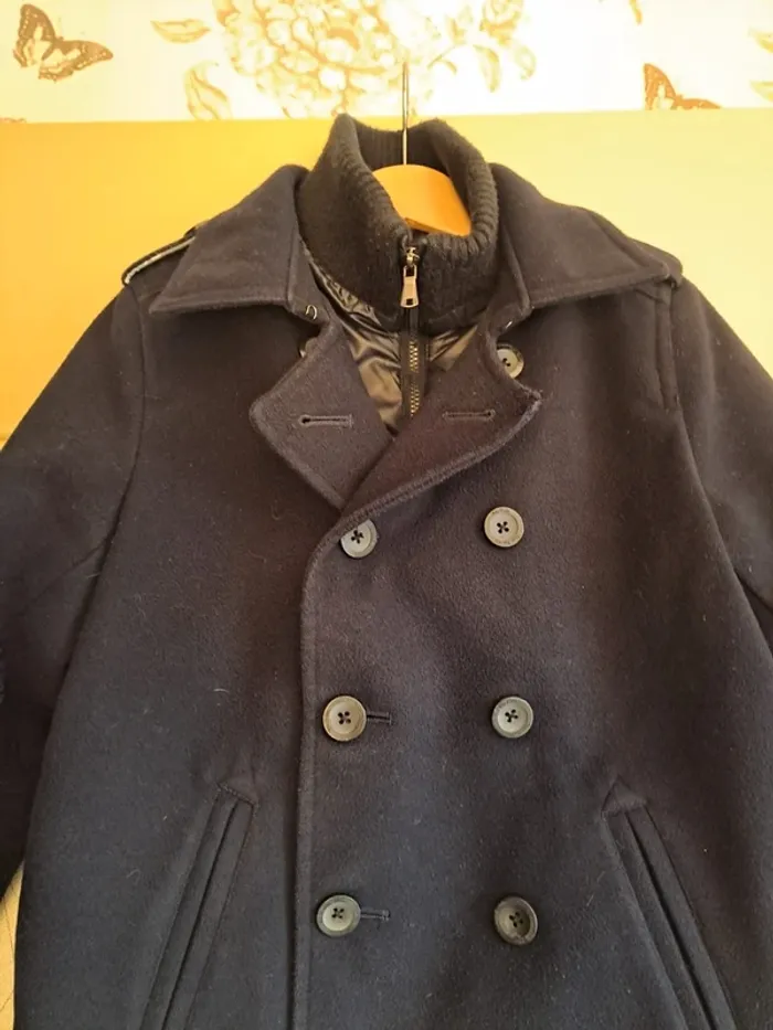 Manteau chaud bleu habillé blukids garçon coin col recousu se voit peu tbe 6-7 ans 122cm - photo numéro 2