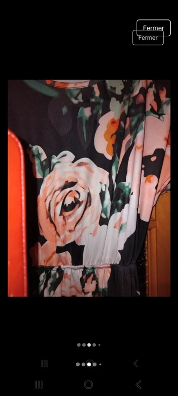 Robe longue fendue à fleurs avec poches - photo numéro 3