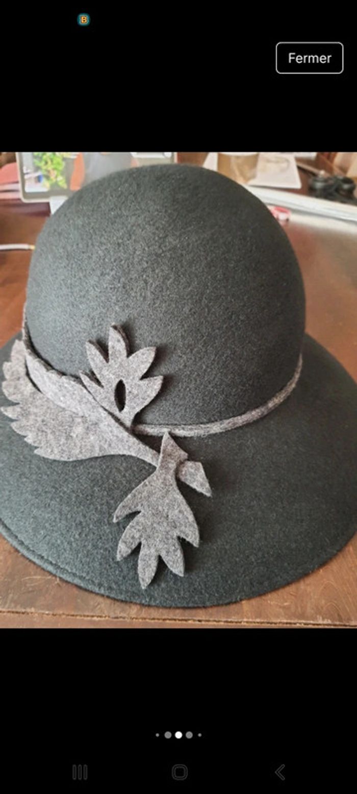 Chapeau femme noir en 100% laine 56cm - photo numéro 12