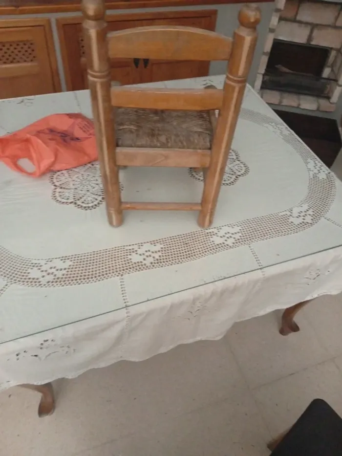 Silla de madera con asiento de enea - photo numéro 2