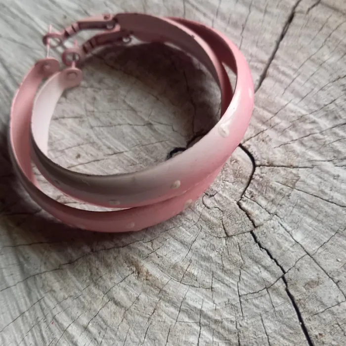 Vintage créoles boucles d'oreilles roses - photo numéro 3